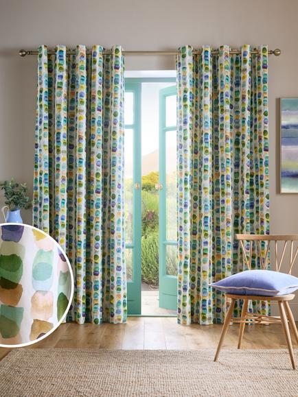 bluebellgray Tobermory Pair Lined Eyelet Curtains, Ocean - view 2, Ocean