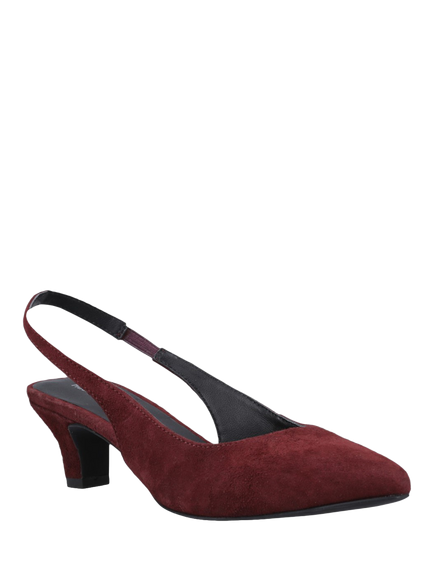 Hush Puppies Nahla Suede Slingback Court Shoes - view 2, Bordeaux