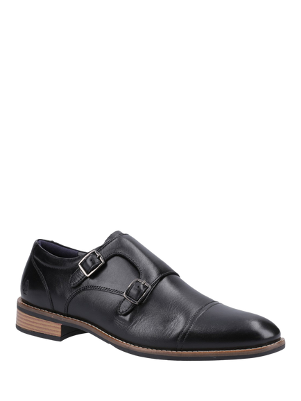 Hush Puppies David Leather Double Monk Shoes, Black - view 2, Black