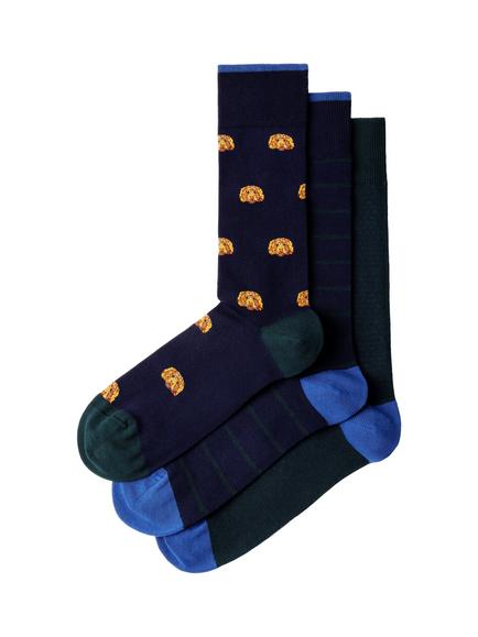 Hackett London Cotton Blend Socks, Pack of 3, Emerald Green