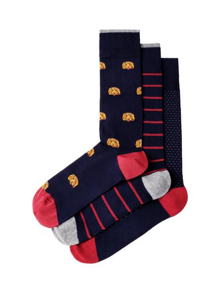 Hackett London Cotton Blend Socks, Pack of 3, Ink Blue
