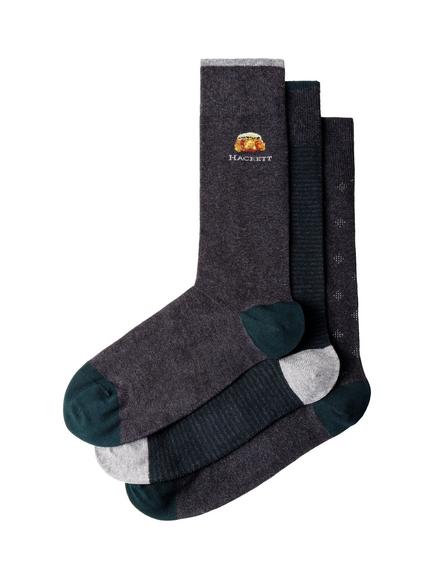 Hackett London Cotton Blend Socks, Pack of 3, Charcoal Grey