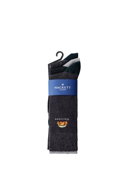 Hackett London Cotton Blend Socks, Pack of 3 - view 2, Charcoal Grey