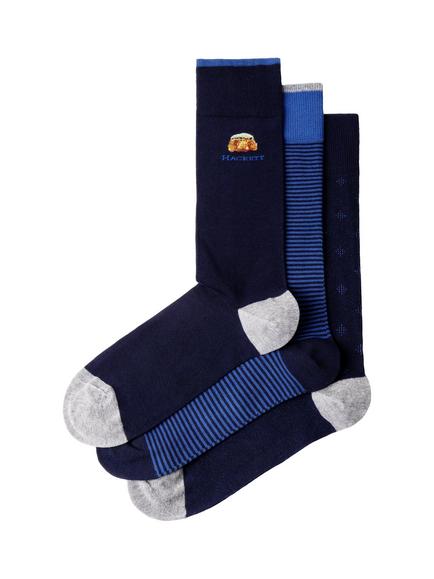 Hackett London Cotton Blend Socks, Pack of 3, Ink Blue