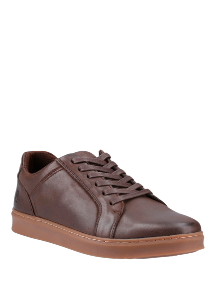 Hush Puppies Madden Leather Trainers - view 2, Coffee
