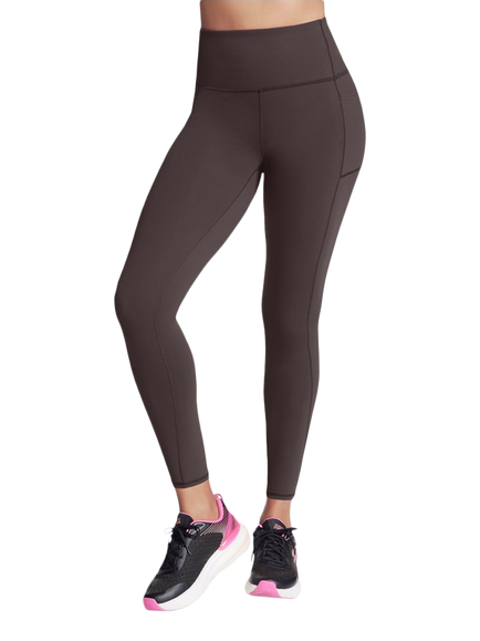 Skechers Gowalk Wear High Waisted Leggings, Black, Brown
