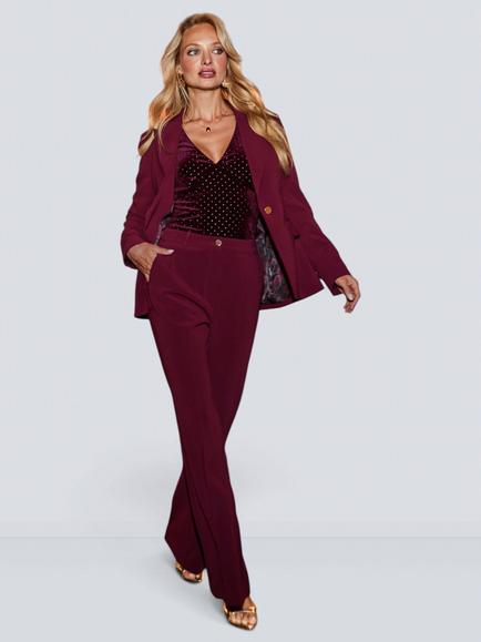 Sosandar Petite Single Breasted Blazer, Burgundy, Burgundy