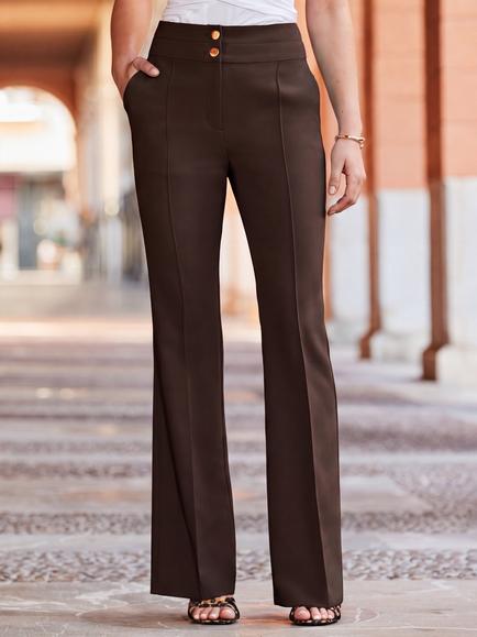 Sosandar Contour Waist Kick Flare Trousers, Chocolate Brown - view 2, Chocolate Brown