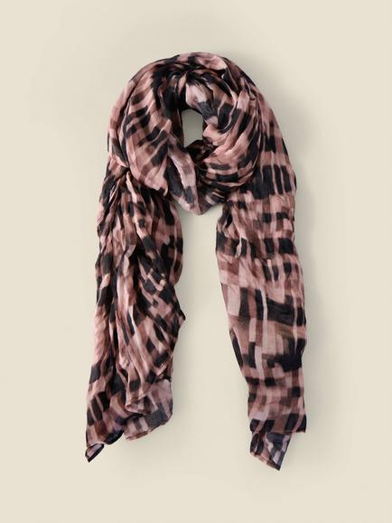 Sosandar Abstract Check Print Scarf, Brown, Brown