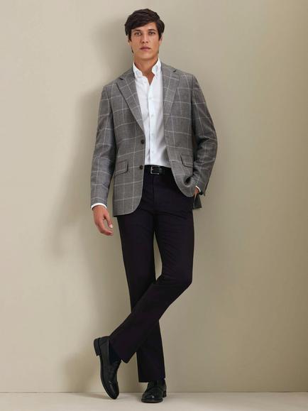 Charles Tyrwhitt Slim Fit Check Wool Blazer, Grey - view 2, Grey