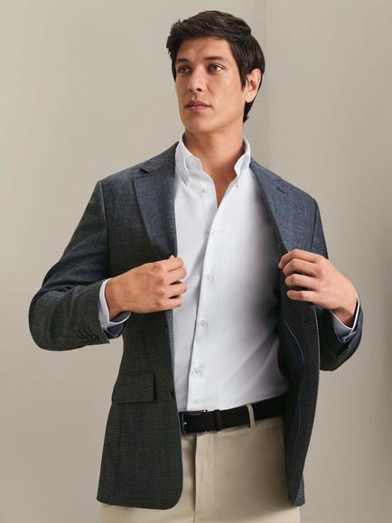 Charles Tyrwhitt Slim Fit Check Wool Blazer, Steel Blue, Steel Blue
