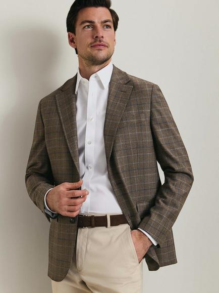 Charles Tyrwhitt Slim Fit Check Wool Blend Blazer, Mocha, Mocha