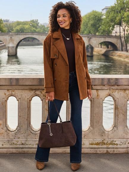 Sosandar Faux Suede Tote Bag, Chocolate Brown, Chocolate Brown