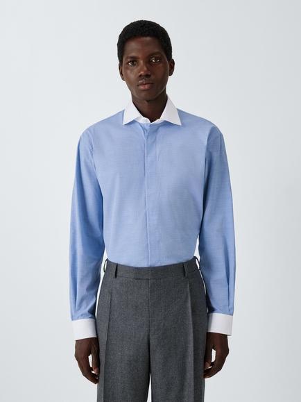 John Lewis x clothsurgeon Winchester Boxy Fit Herringbone Shirt, Blue, Blue