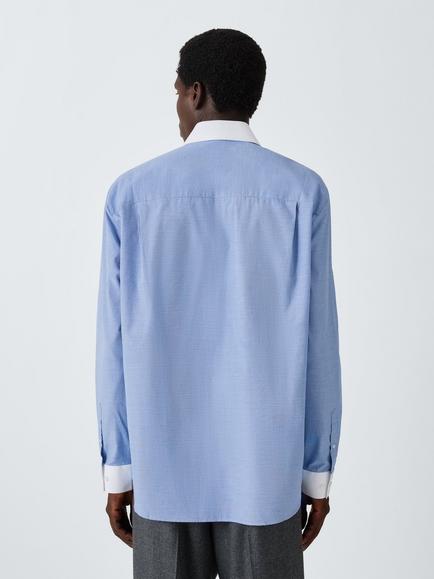 John Lewis x clothsurgeon Winchester Boxy Fit Herringbone Shirt, Blue - view 2, Blue