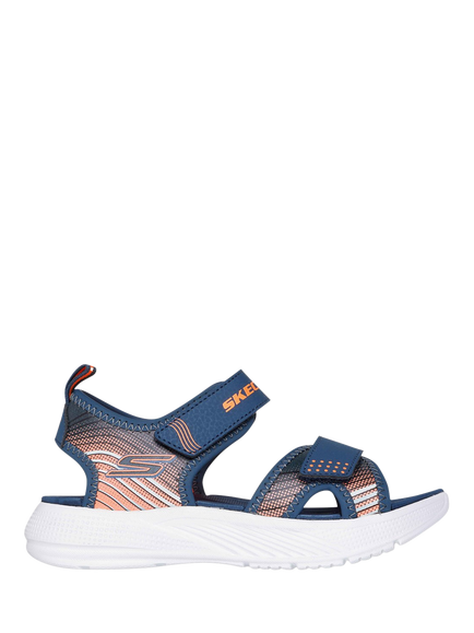 Skechers Kids' Microspec Splash Sandals, Navy/Orange, Navy/Orange