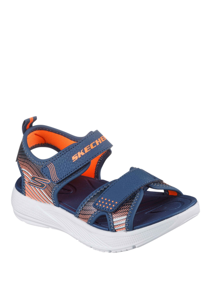 Skechers Kids' Microspec Splash Sandals, Navy/Orange - view 2, Navy/Orange