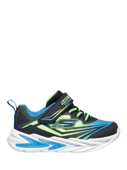 Skechers Kids' Flex-Glow Ultra Light-Up Trainers, Black/Blue