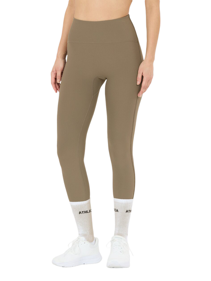 Athlecia Thrine Ribbed Waistband Leggings, Greige, Greige