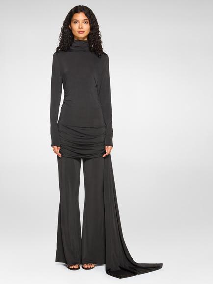 DASKA Maria High Neck Side Flare Jumpsuit, Black, Black