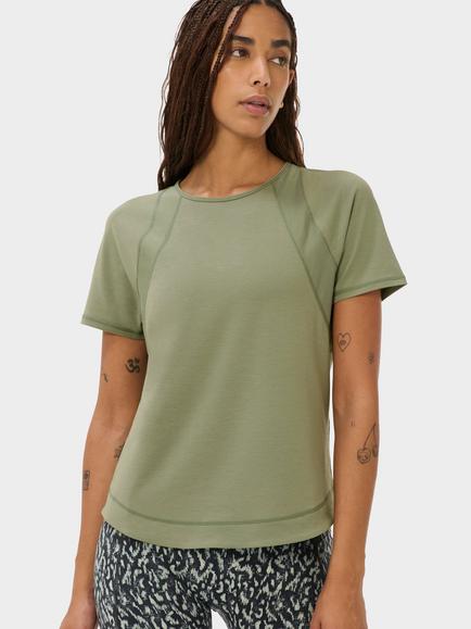 Sweaty Betty Mesh Panel Running T-Shirt, Bracken Green, Bracken Green