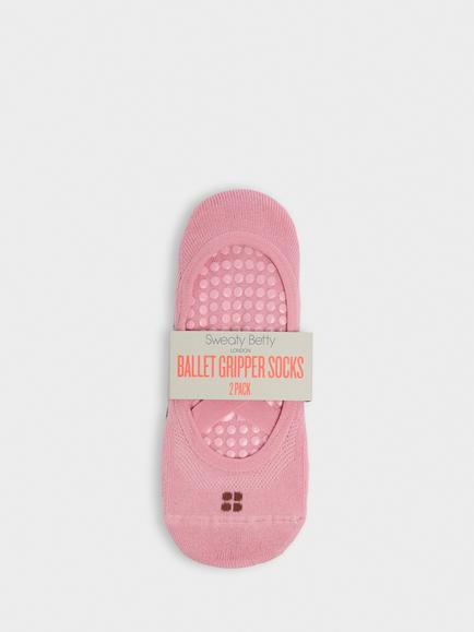 Sweaty Betty Cotton Blend Ballet Gripper Socks, Pack of 2, Pink Chestnut - view 2, Pink Chestnut