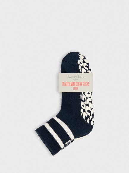 Sweaty Betty Cotton Rich Gripper Socks, Pack of 2, Navy/Beige - view 2, Navy/Beige