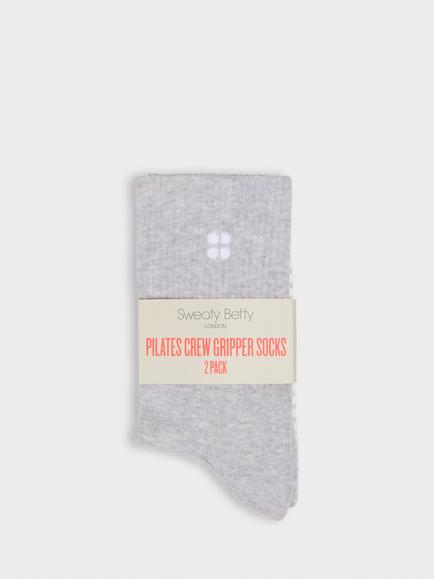 Sweaty Betty Cotton Blend Gripper Crew Socks, Pack of 2, Light Grey Marl - view 2, Light Grey Marl