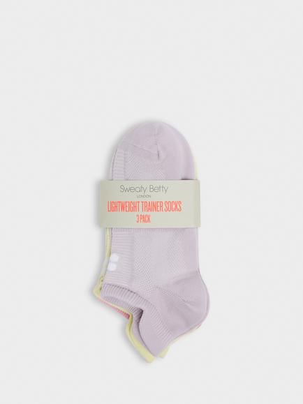 Sweaty Betty Lightweight Trainer Socks, Pack of 3, Mauve Purple/Pink - view 2, Mauve Purple/Pink
