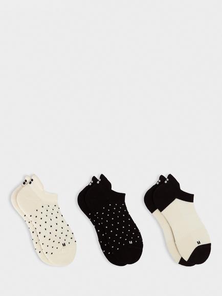 Sweaty Betty Cotton Blend Workout Trainer Socks, Pack of 3, Cream/Black