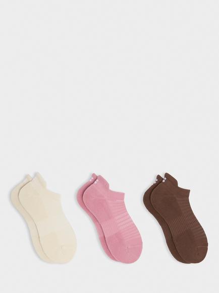 Sweaty Betty Cotton Blend Workout Trainer Socks, Pack of 3, Pink/Chestnut