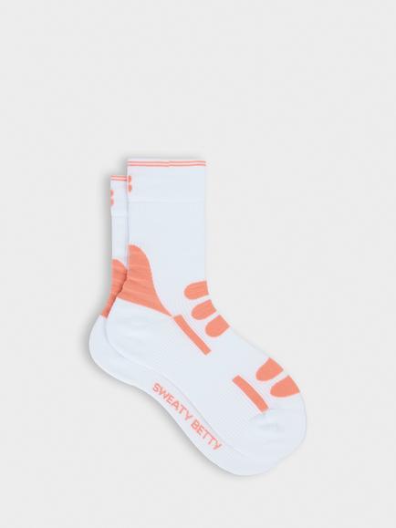 Sweaty Betty Extra Mileage Running Socks, White/Melon Pink, White/Melon Pink