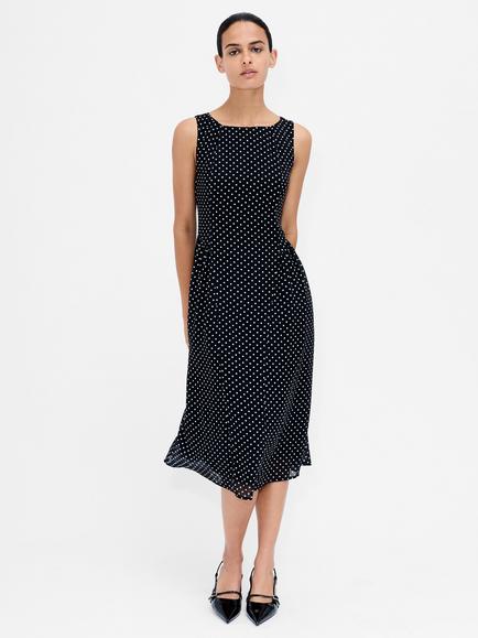 French Connection Polka Dot Midi Dress, Black/White, Black/White
