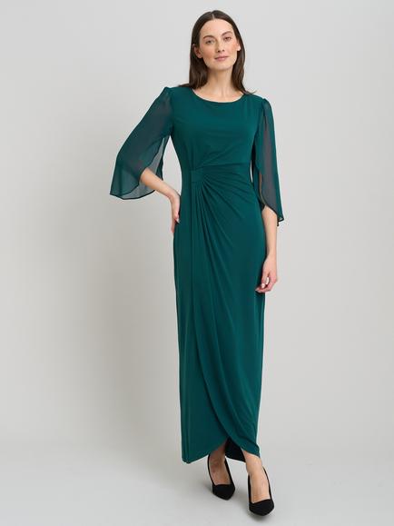 Gina Bacconi Chiffon Sleeve Maxi Dress, Dark Green, Dark Green