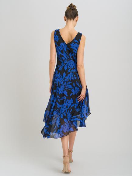 Gina Bacconi Jayne Floral Midi Dress, Sapphire - view 2, Sapphire
