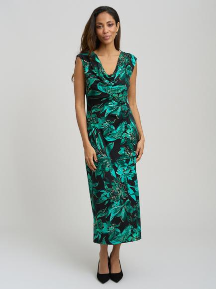 Gina Bacconi Hatty Floral Sleeveless Maxi Dress, Green/Multi, Green/Multi