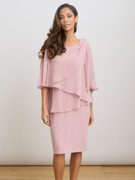 Gina Bacconi Myleene Chiffon Dress, Blush, Blush