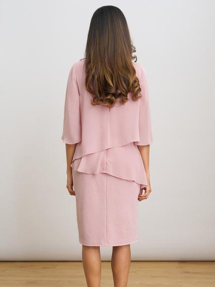 Gina Bacconi Myleene Chiffon Dress, Blush - view 2, Blush