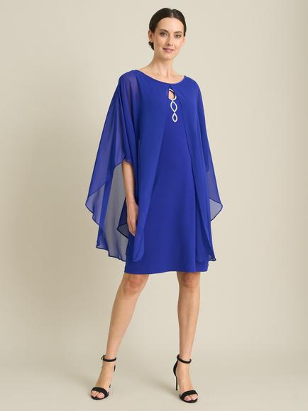 Gina Bacconi Chiffon Sheath Dress, Cobalt, Cobalt