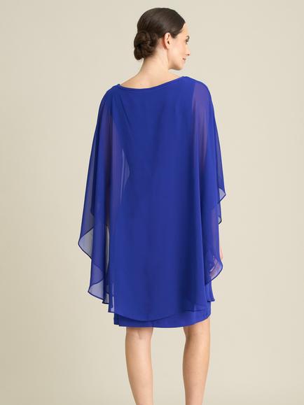 Gina Bacconi Chiffon Sheath Dress, Cobalt - view 2, Cobalt