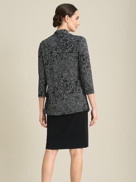 Gina Bacconi Floral Mock Jacket Shift Dress, Black - view 2, Black