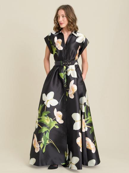 Gina Bacconi Selina Floral Maxi Dress, Black/Multi, Black/Multi