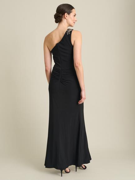 Gina Bacconi Celine One Shoulder Maxi Dress, Black - view 2, Black