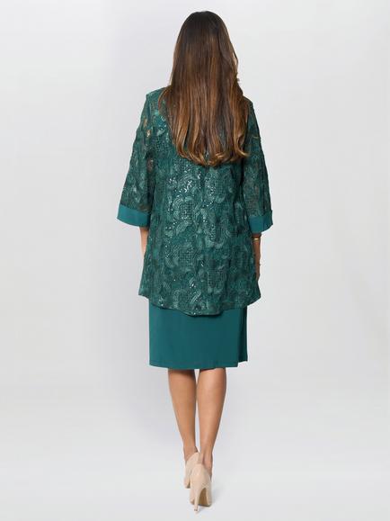 Gina Bacconi Lace Jacket, Necklace and Shift Dress, Forest - view 2, Forest