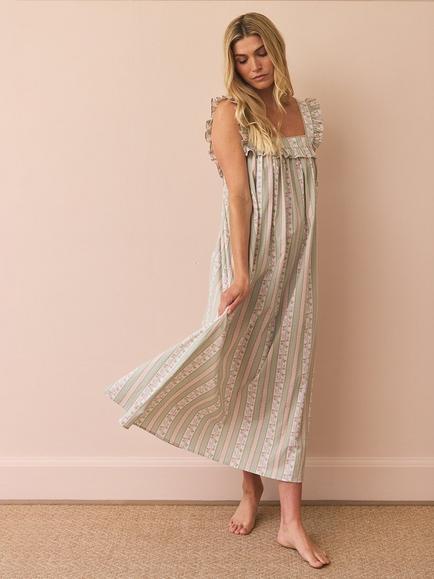 Their Nibs x French Bedroom Regency Rose Square Neck Cotton Nightdress, Multi - view 2, Multi