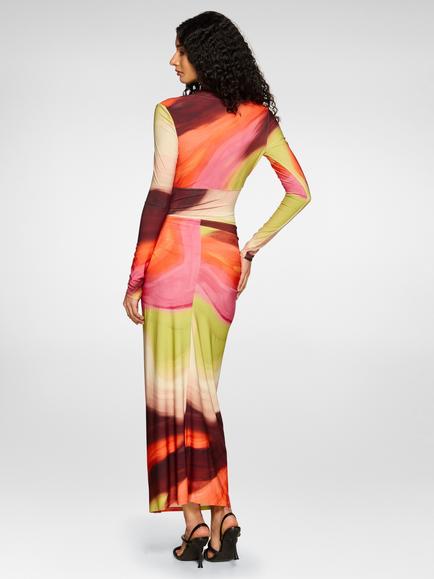 DASKA Athena Abstract Print Ruched Maxi Dress, Multi - view 2, Multi