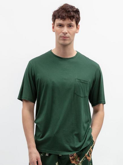 Cyberjammies Cotton Blend Knit Pyjama T-Shirt, Dark Green, Dark Green
