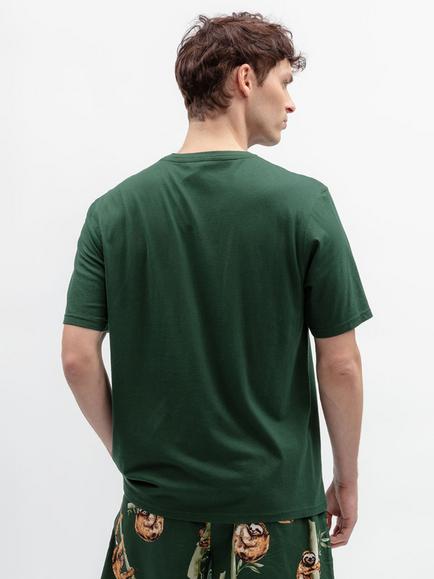 Cyberjammies Cotton Blend Knit Pyjama T-Shirt, Dark Green - view 2, Dark Green
