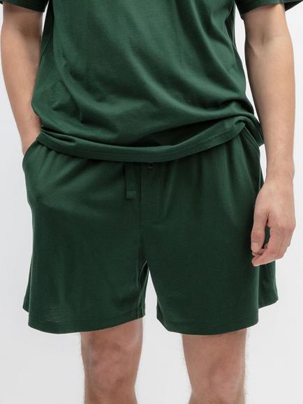 Cyberjammies Cotton Blend Knit Pyjama Shorts, Dark Green, Dark Green