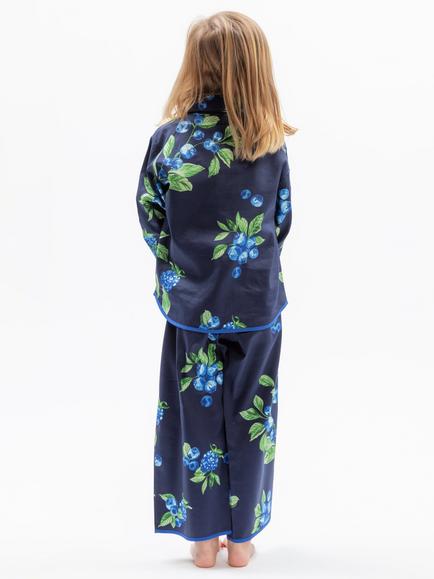 Cyberjammies Minijammies Kids' Long Sleeve Berry Print Pyjama Set, Blue Navy - view 2, Blue Navy